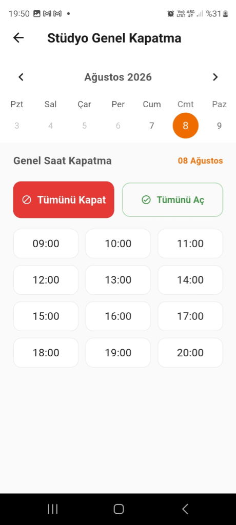 Stüdyo Genel Kapatma