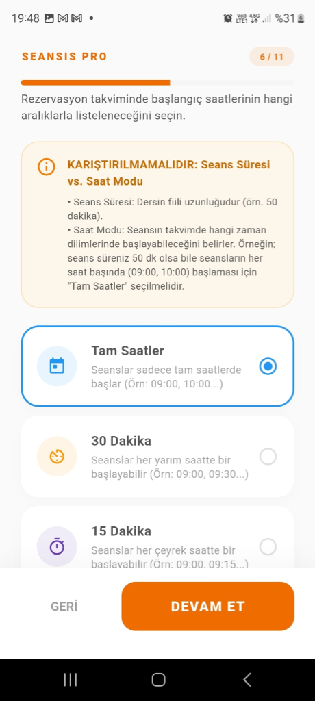 Saat Modu Seçimi